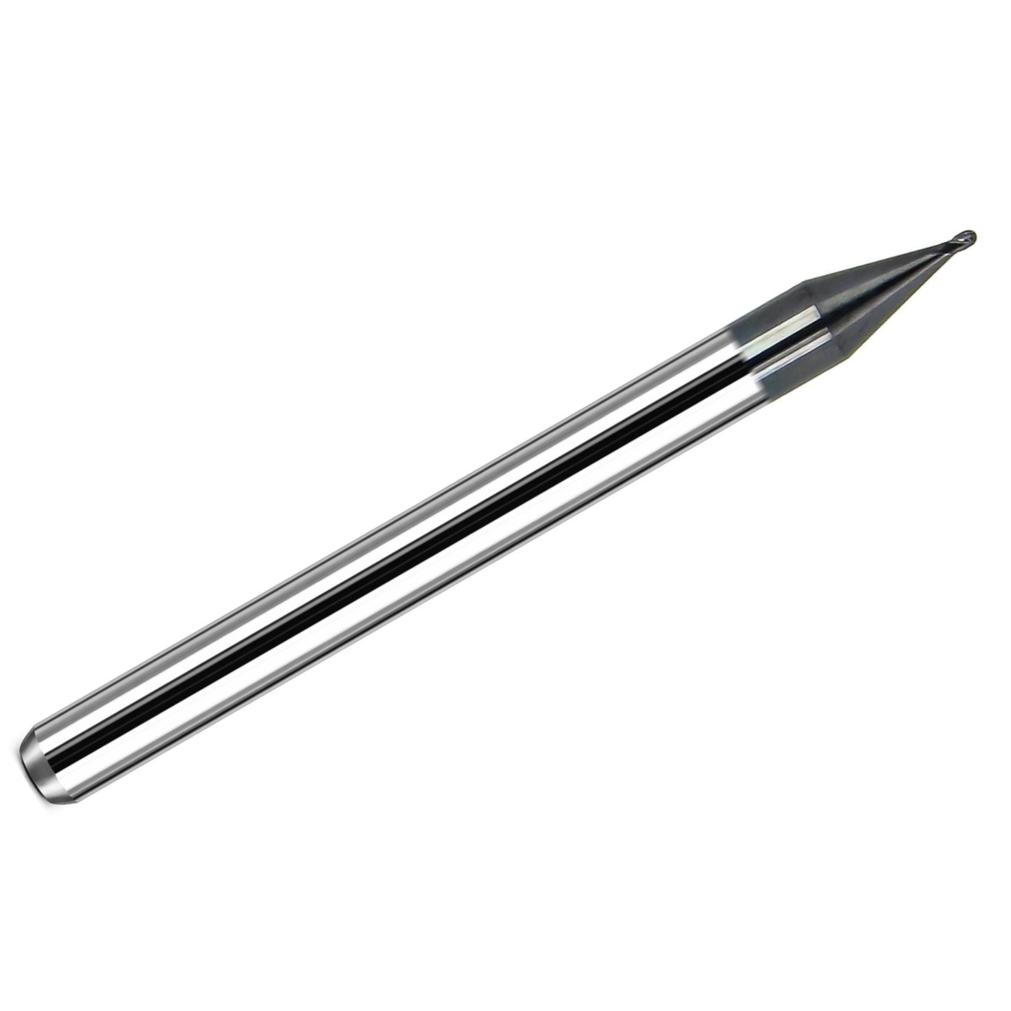 Kyocera .0240 inch 4-flute stub length ball nose carbide end mill with AlTiN coating and 1/8 inch shank, made in USA