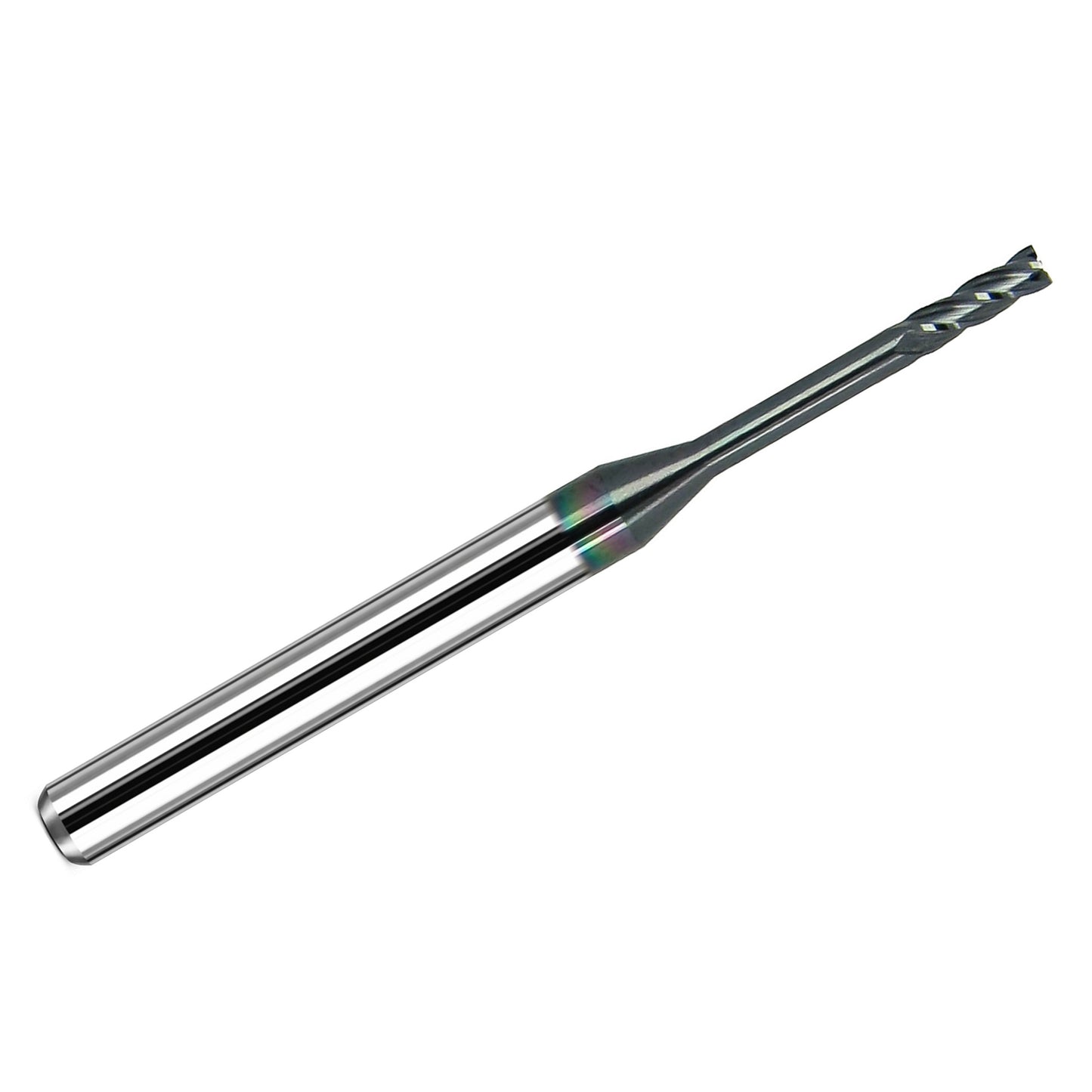 Kyocera .0600 inch 4-flute extended reach square end carbide end mill with AlTiN coating and 1/8 inch shank, made in USA