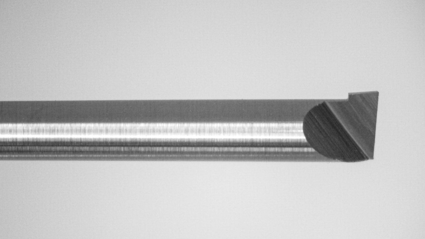 Close-up of cutting tip on Kyocera 3.50mm carbide micro boring bar