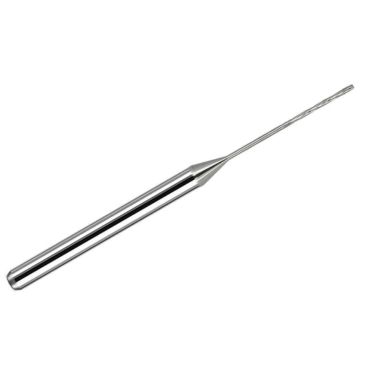 Kyocera 0.64mm (.0252 inch) solid carbide 4-flute micro reamer with 3mm shank and 50mm overall length