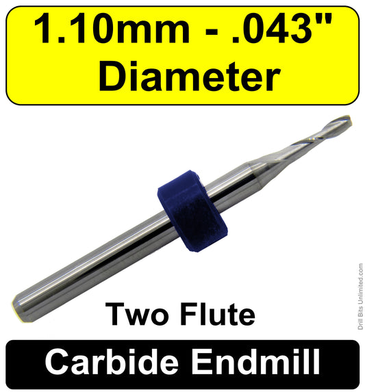 .043" 1.10mm x .200" Depth Two Flute Square End Mill L1