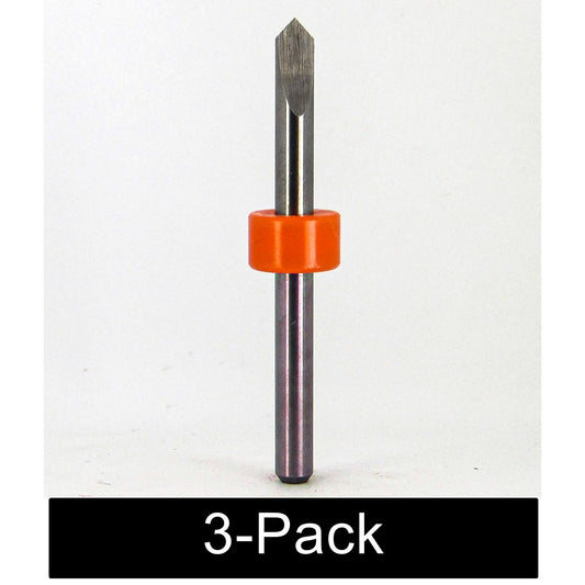 90° Solid Carbide V-Groove Engraving Bit – 1/8" Shank – 1.50" OAL – 3 Pack