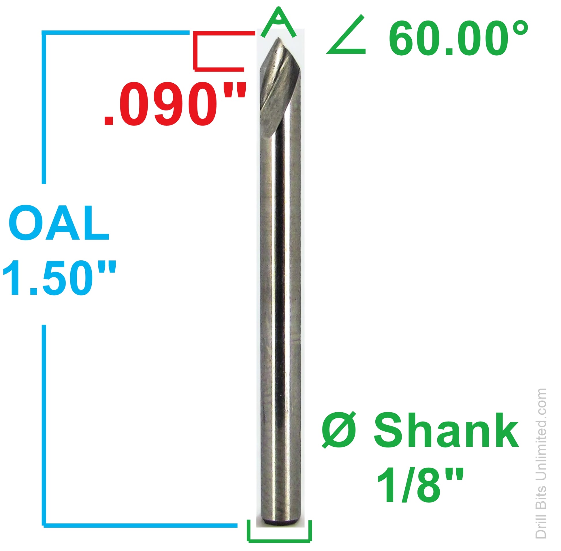 1/8 inch 60 degree single flute carbide countersink deburring tool dimensions
