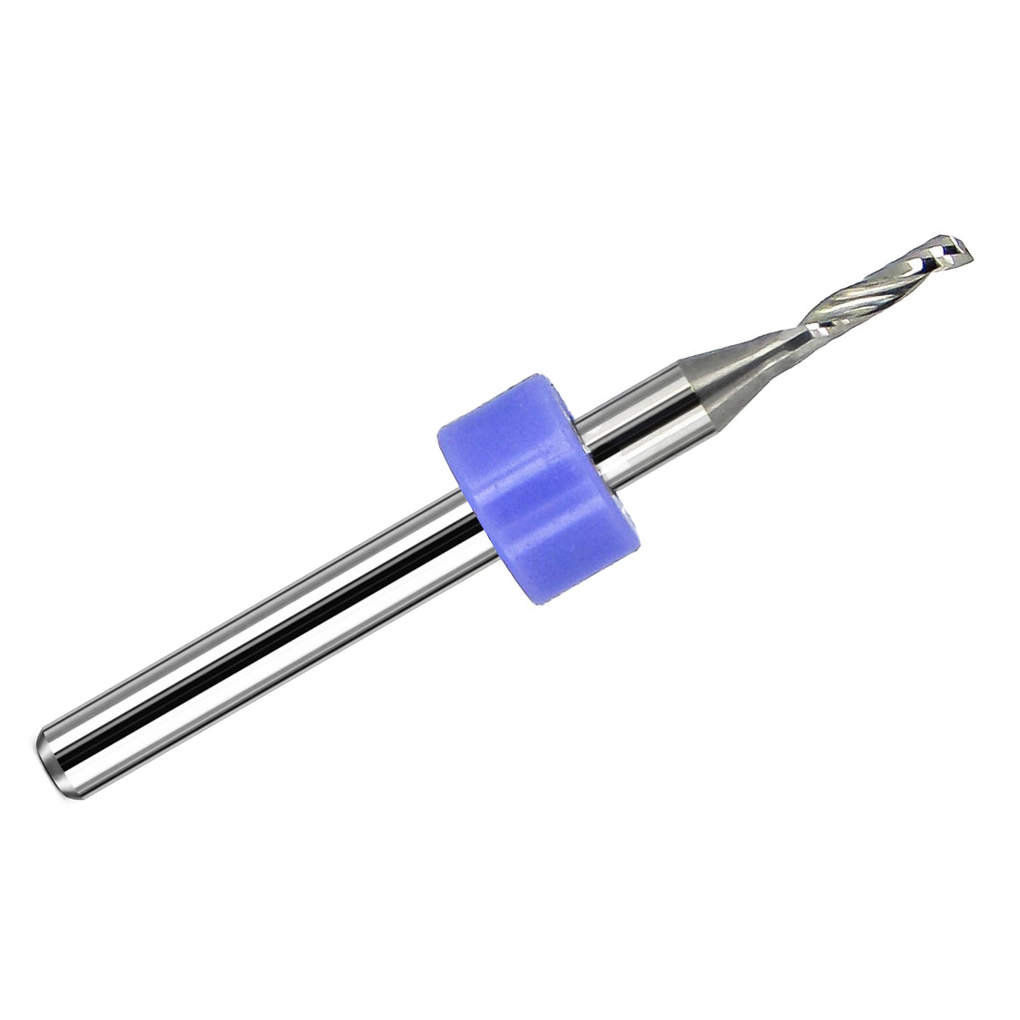 Lightly used 1/16 inch single O-flute carbide end mill with 1/8 inch shank