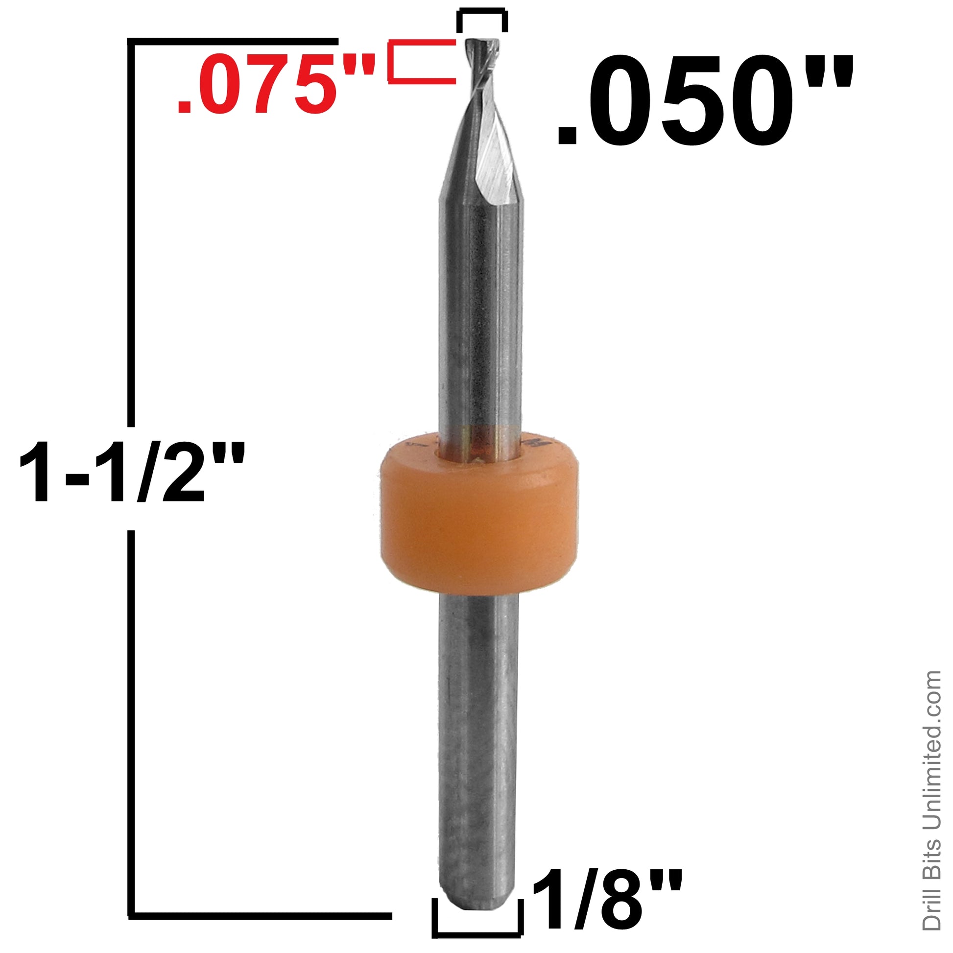 .050" two flute end mill stub length