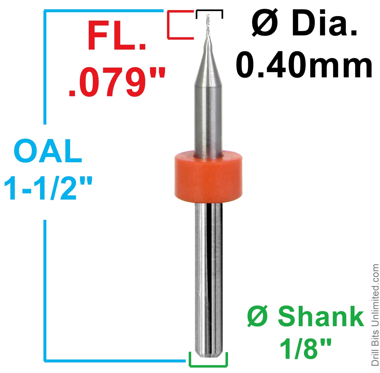 0.40mm 2-Flute Square End Carbide End Mill M103