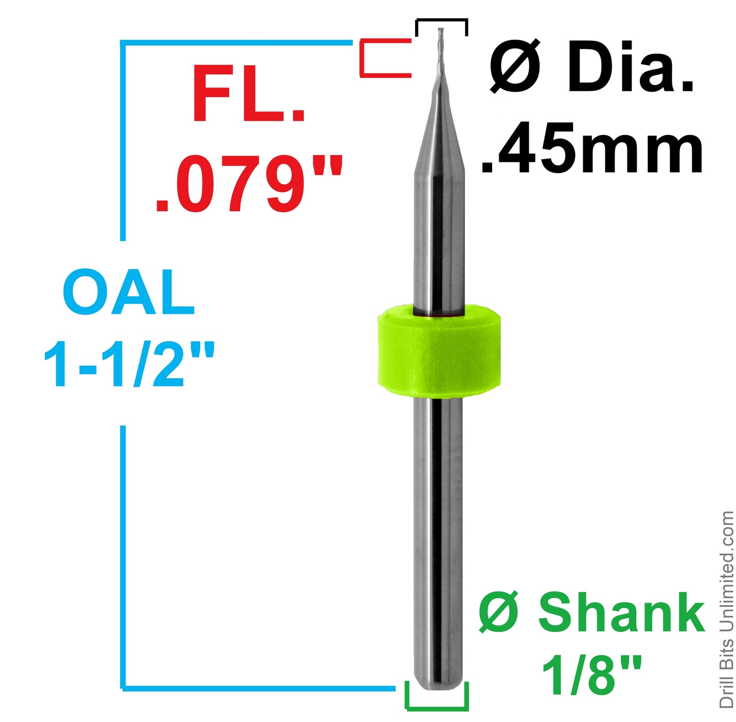 .45 mm 2-Flute Square End Carbide End Mill M104