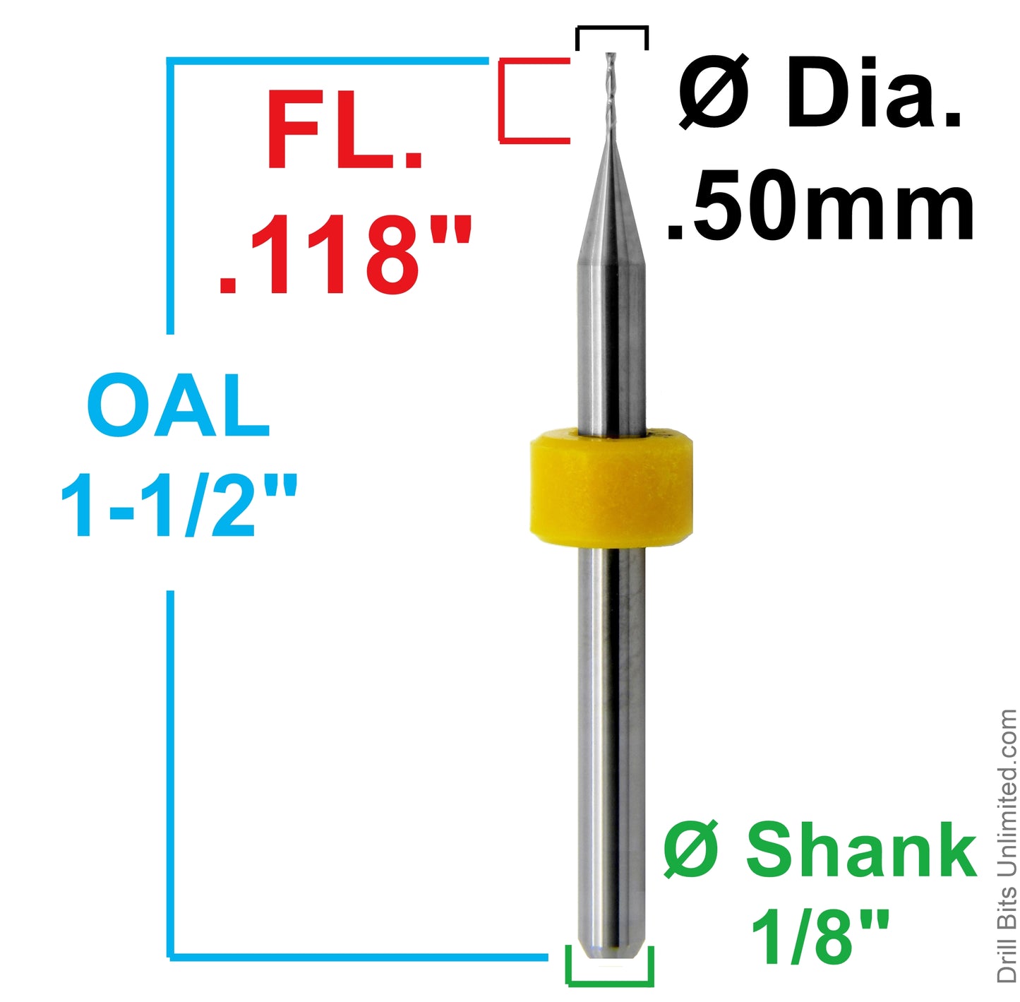 0.50 mm 2-Flute Square End Carbide End Mill M105