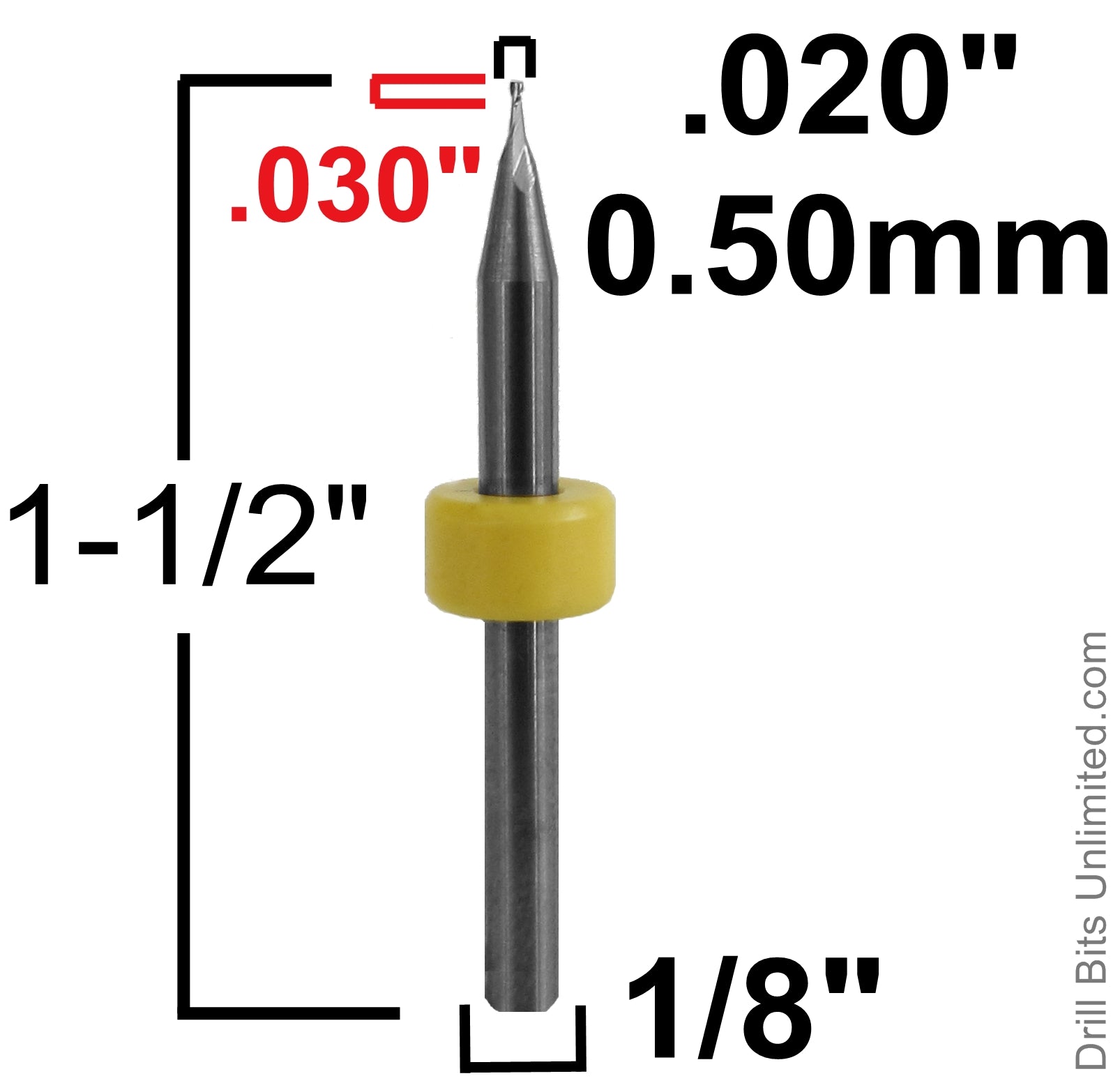 .5mm .020" End Mill Stub Length