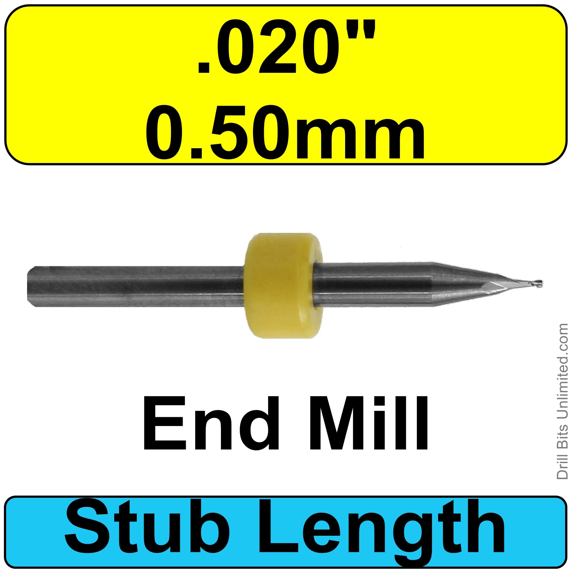 .5mm .020" End Mill Stub Length