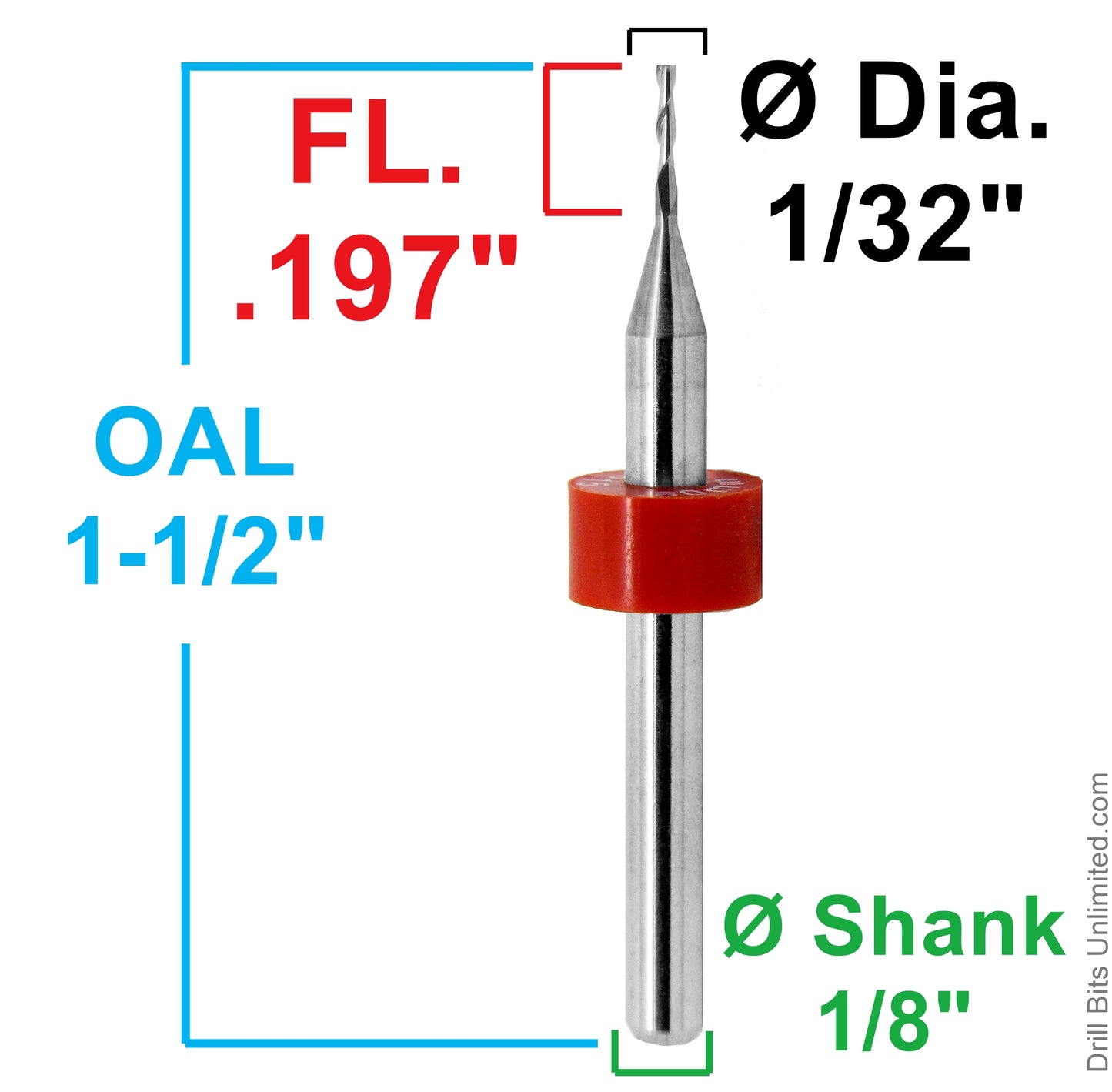 1/32″ 2-Flute Square End Carbide End Mill Extended Flute Length M108