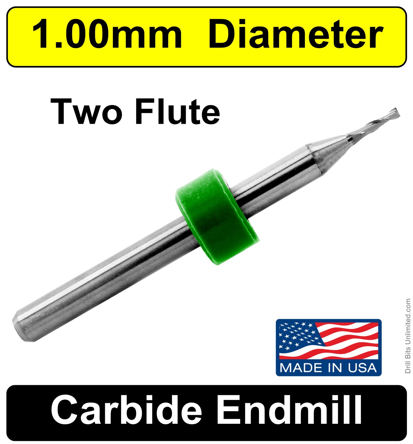 1.00mm x .120" LOC Two Flute UP Cut Carbide End Mill Square End - Made in U.S.A. M109