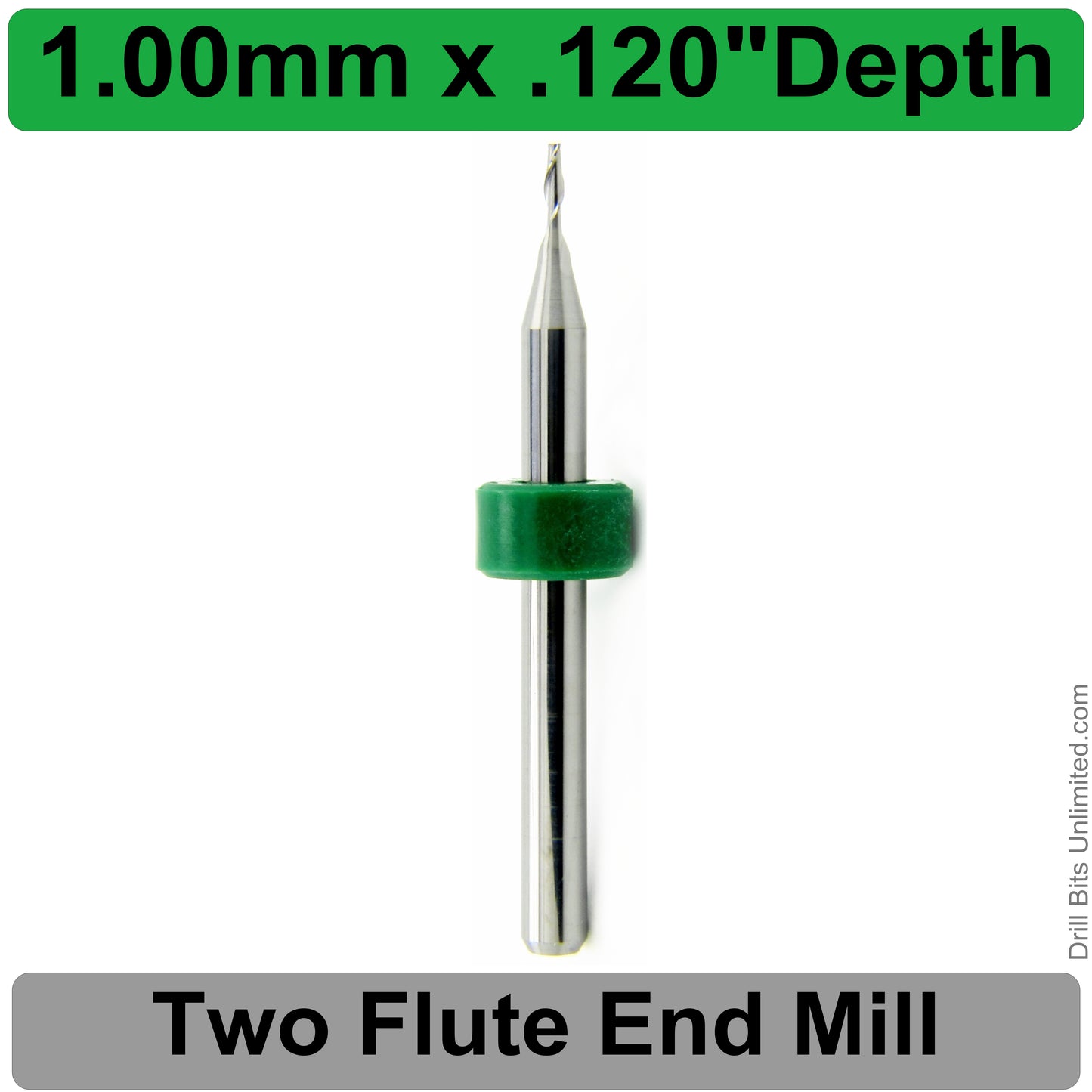 1.00mm x .120" LOC Two Flute UP Cut Carbide End Mill Square End - Made in U.S.A. M109