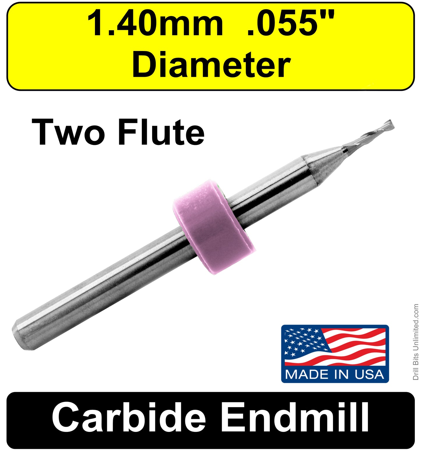 .055" 1.40mm x .195" LOC Two Flute UP Cut Carbide End Mill Square End M110