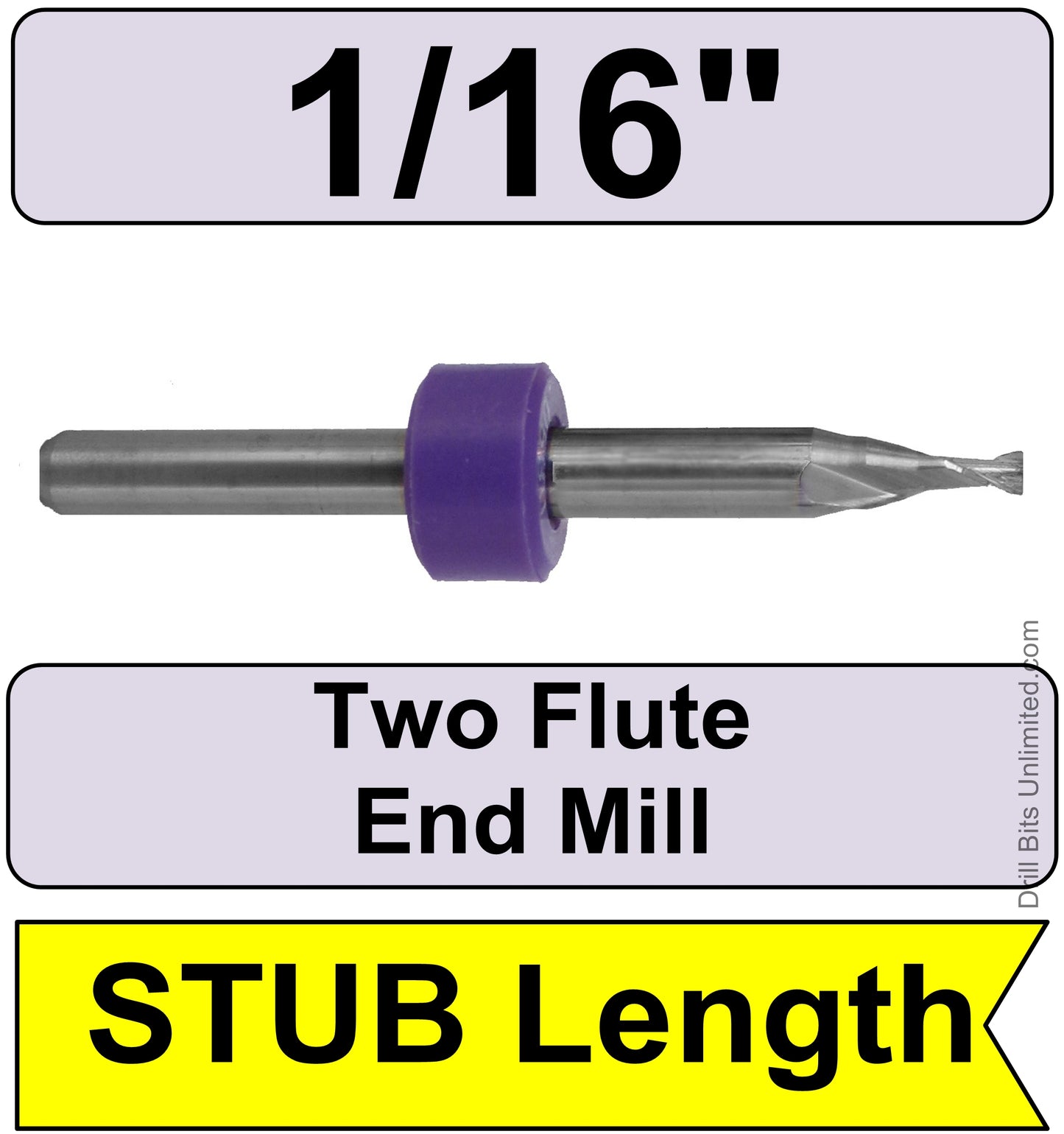 1/16" x .094" LOC STUB length Two Flute UP Cut Carbide End Mill Square End - Made in U.S.A. M111ST