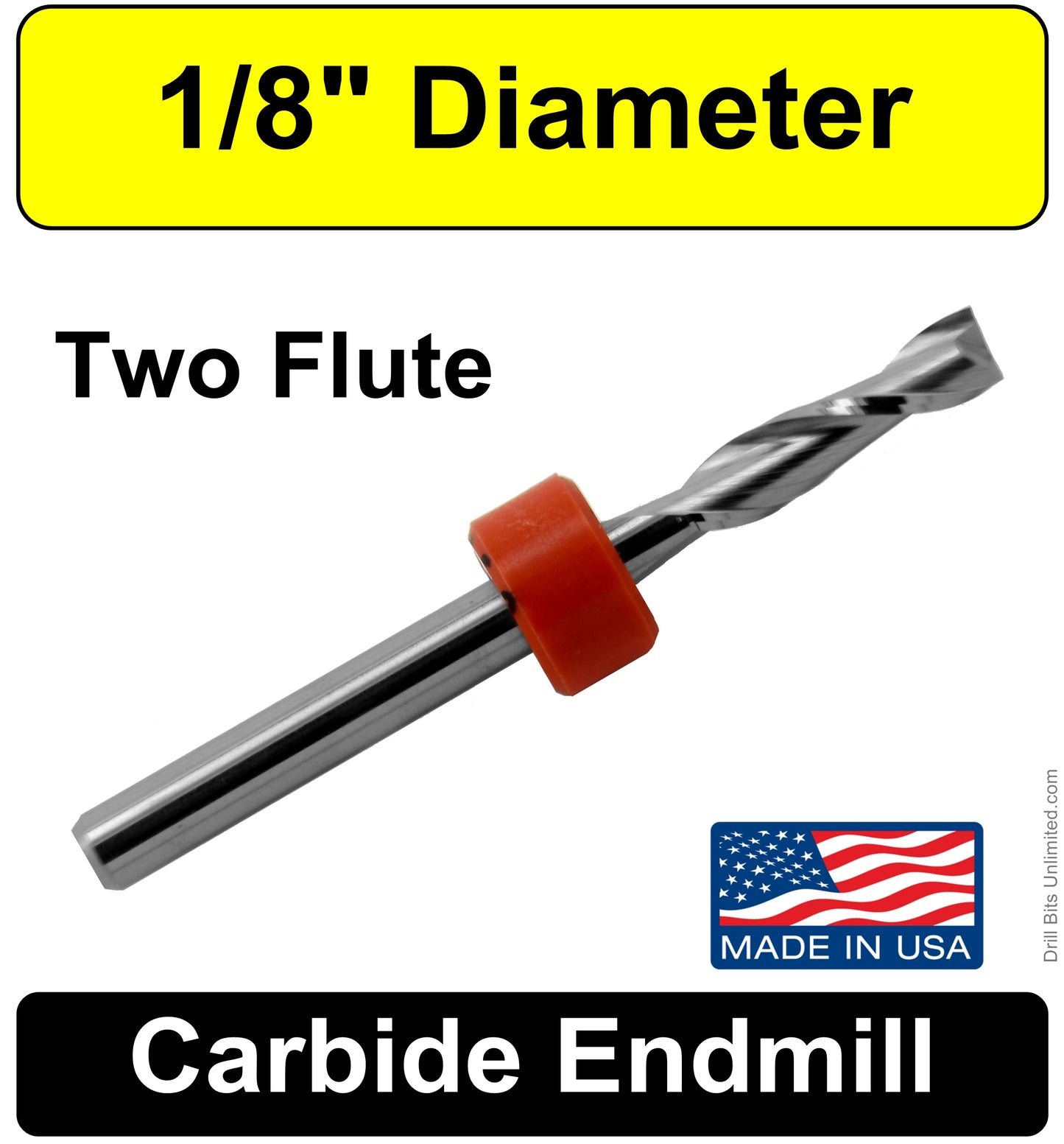 1/8" .125" x .500" LOC Two Flute Carbide End Mill Up Cut Square End Made in U.S.A. M117