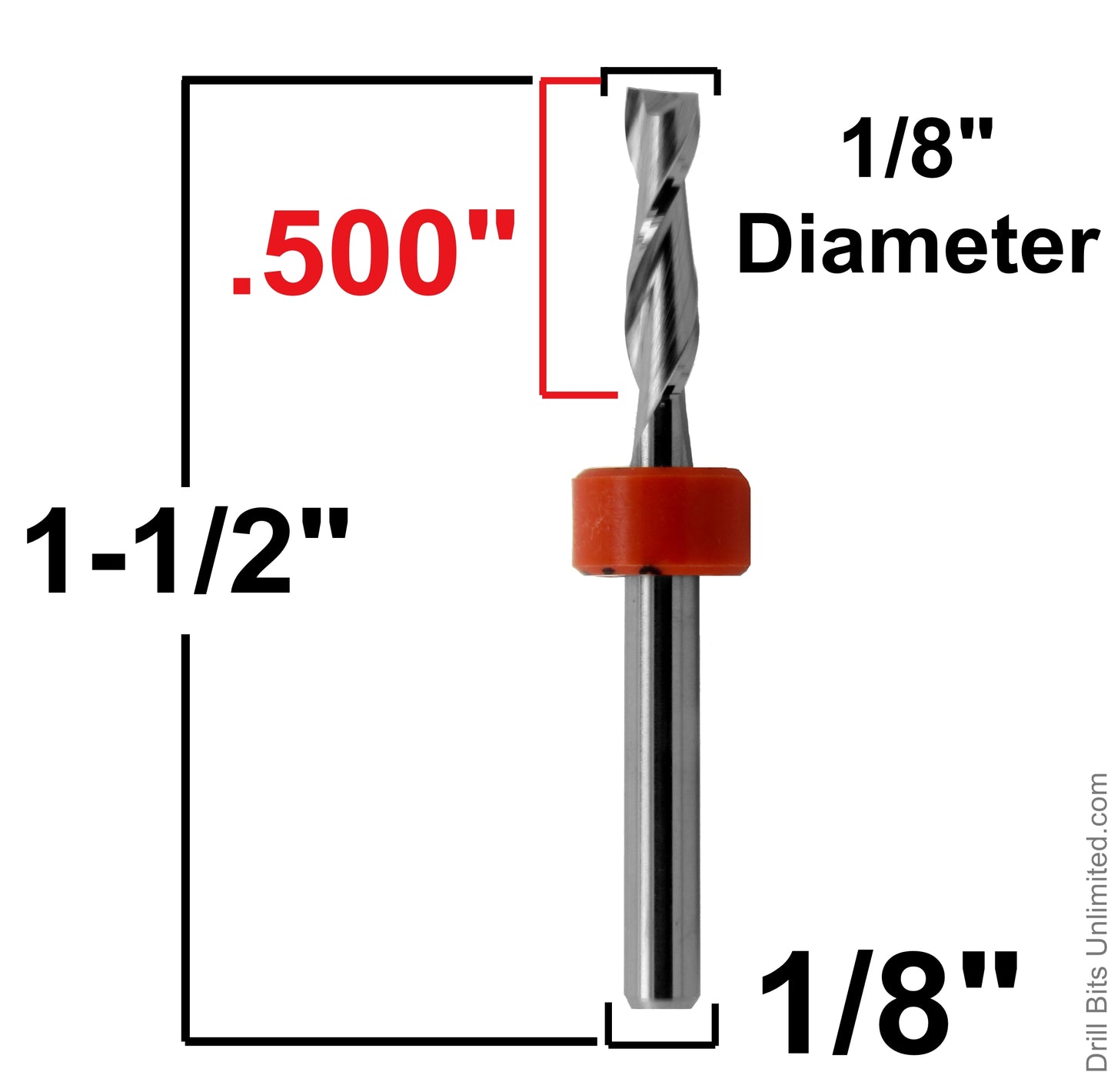 1/8" .125" x .500" LOC Two Flute Carbide End Mill Up Cut Square End Made in U.S.A. M117