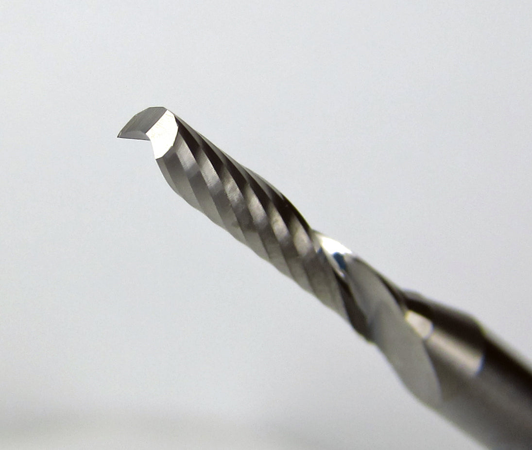 0.0787" (2.00mm) x 8mm LOC Single O-Flute Carbide End Mill, Up Cut, 1/8" Shank | MO-170