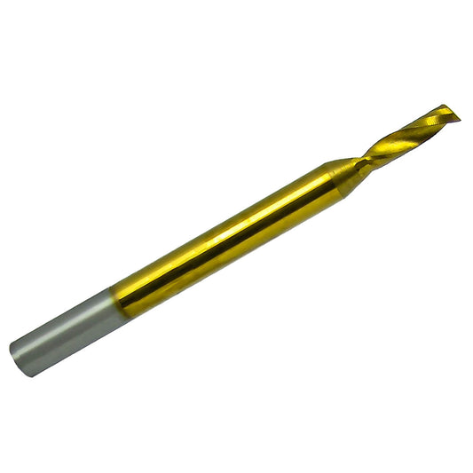 2.00mm single O-flute TiN coated carbide end mill with 1/8 inch shank