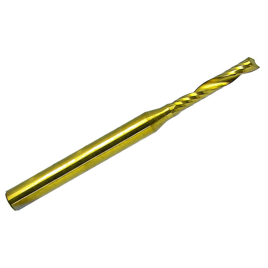 2.00mm single O-flute TiN coated carbide end mill with 1/8 inch shank