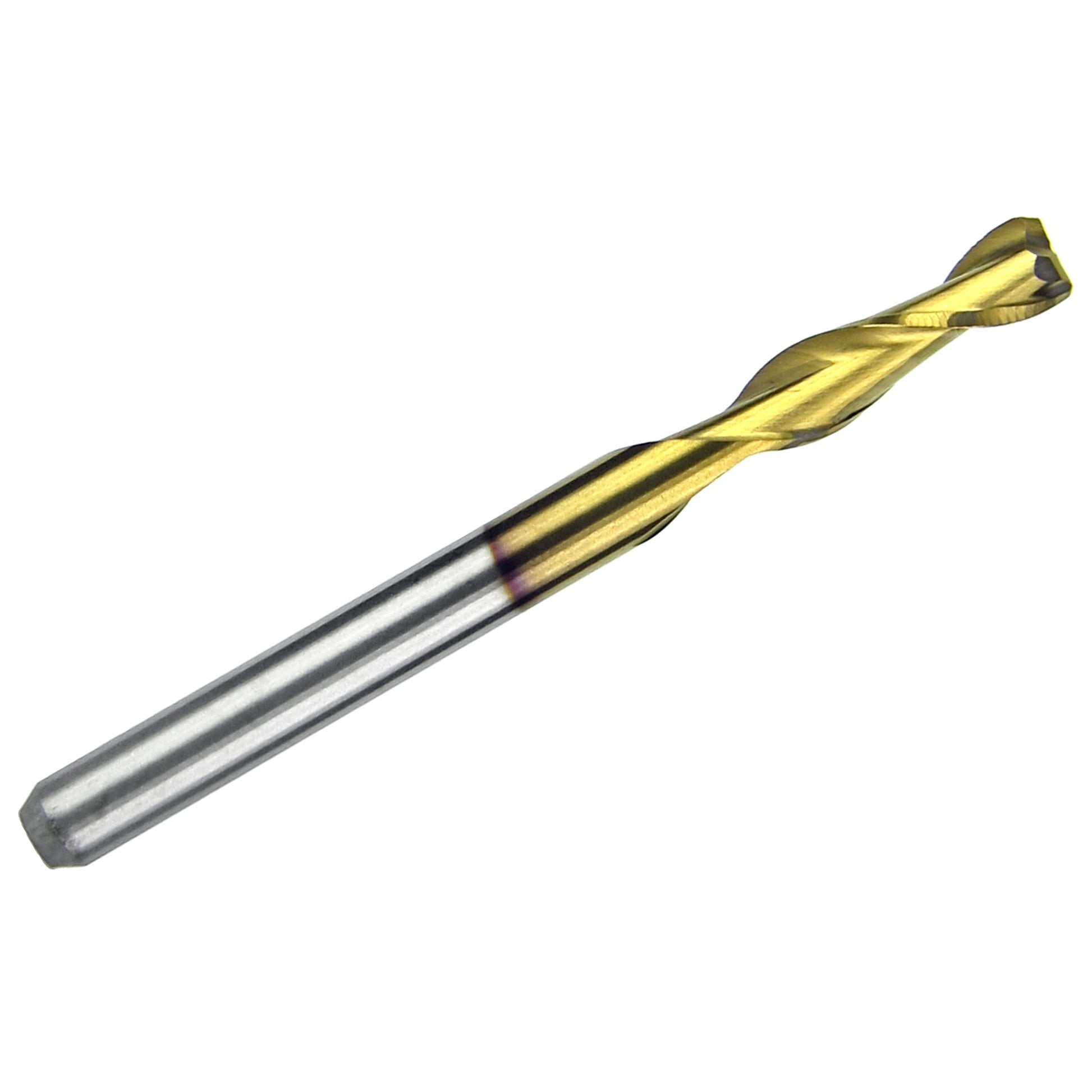 0.1250 inch 1/8 inch 2-flute square end TiN coated carbide end mill with 1/8 inch shank