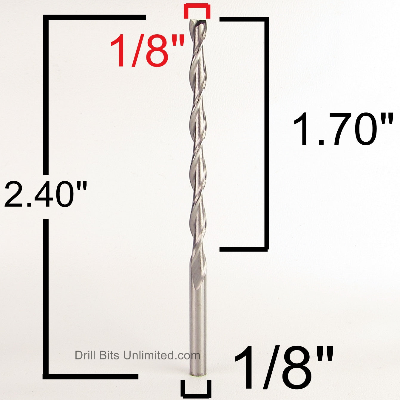 1/8" x 1.70" LOC Up Cut Extended Flute Length Two Flute Carbide End Mill M152