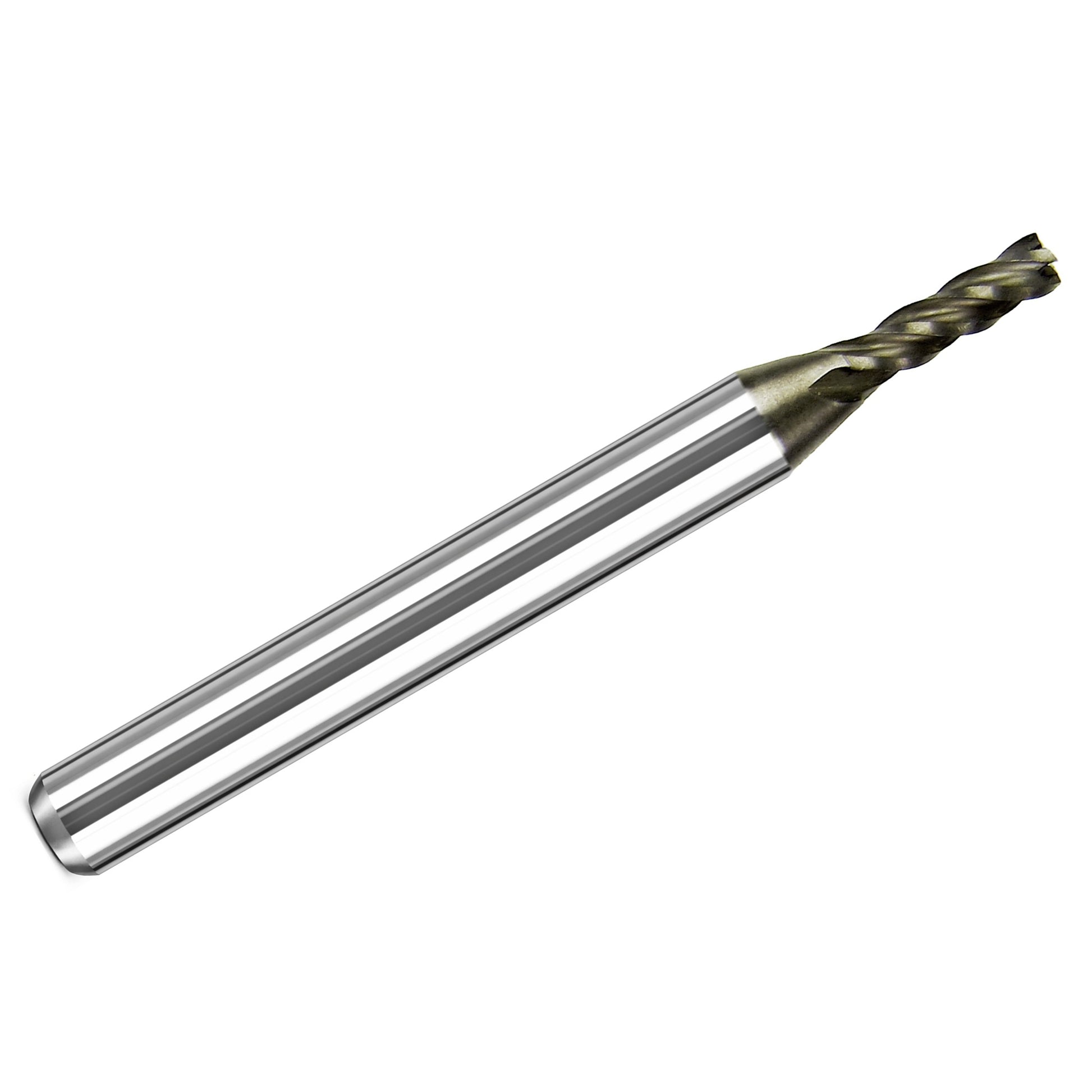 Dimension diagram for 1/8 inch HSS end mill showing 0.475 inch LOC, 1.40 inch OAL, and 1/4 inch shank