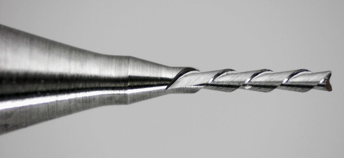 0.0200" (0.5mm) x .098" LOC 2-Flute Down Cut Square End Carbide End Mill, 1/8" Shank | M2-100