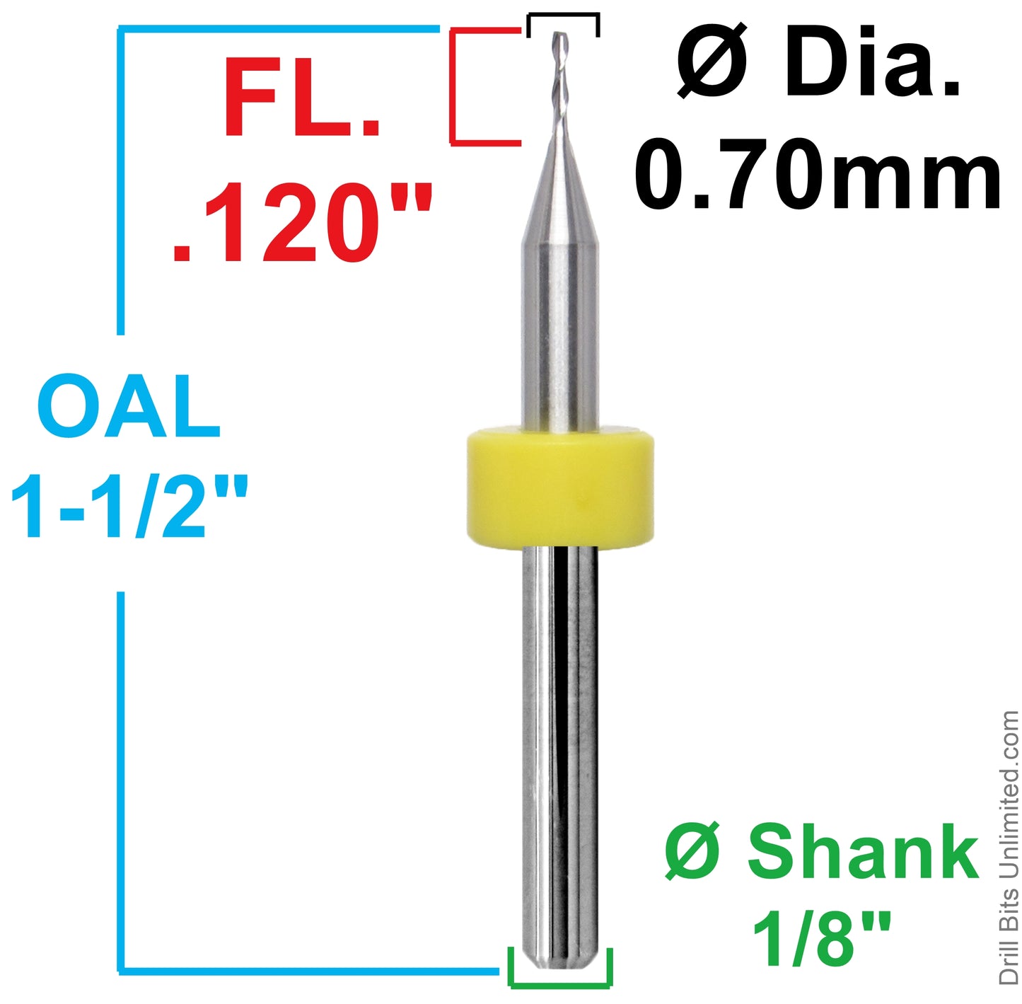 0.70mm 2-Flute Square End Carbide End Mill M204