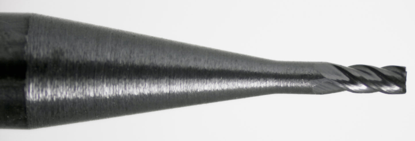 0.0394" / 1.00mm x 3mm LOC 4-Flute Nitride-Coated Carbide End Mill, Square End, 3mm LOC, 3mm Shank M4-100