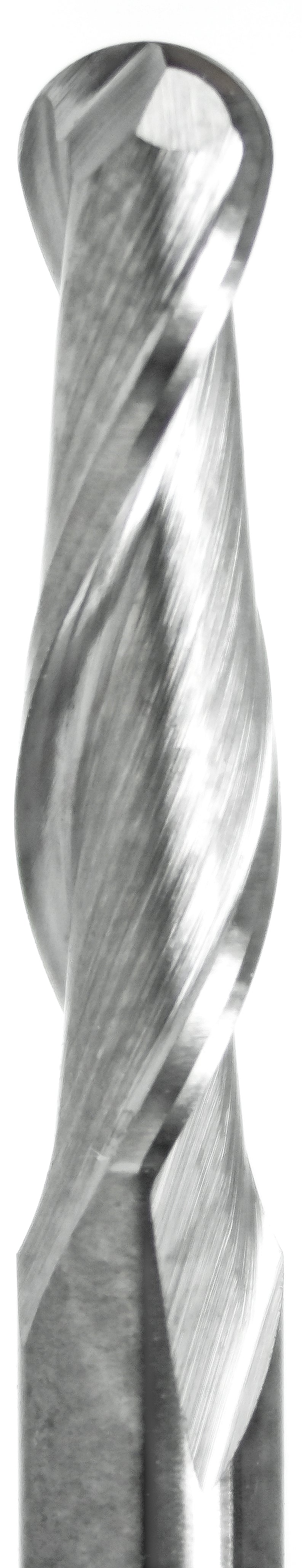 closeup 0.1250 inch 1/8 inch ball nose carbide end mill with 1/8 inch shank