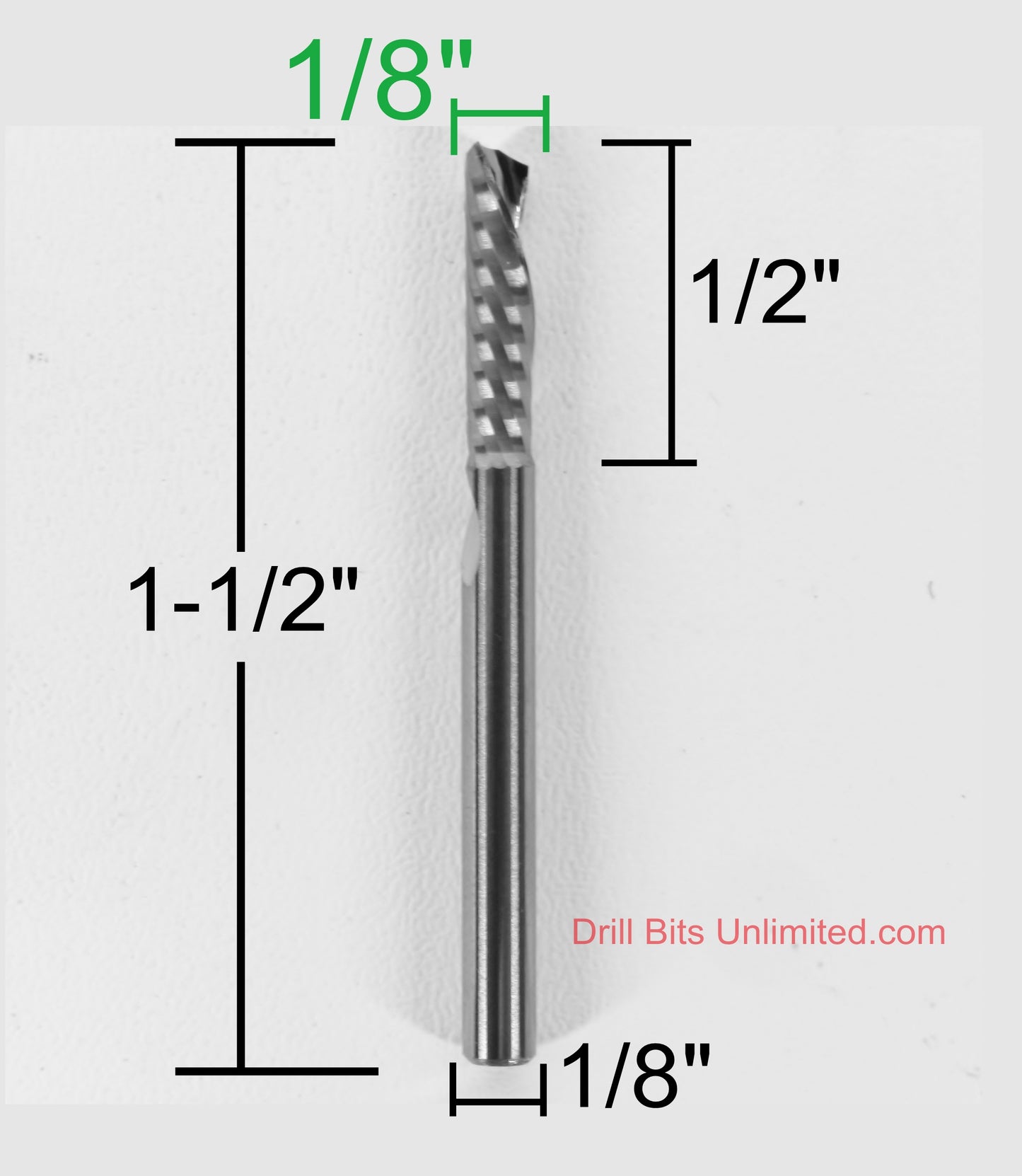 1/8" x 0.5" Down Cut Premium Quality Single O-flute End Mill Made in USA - Aluminum Acrylic Plastic M231
