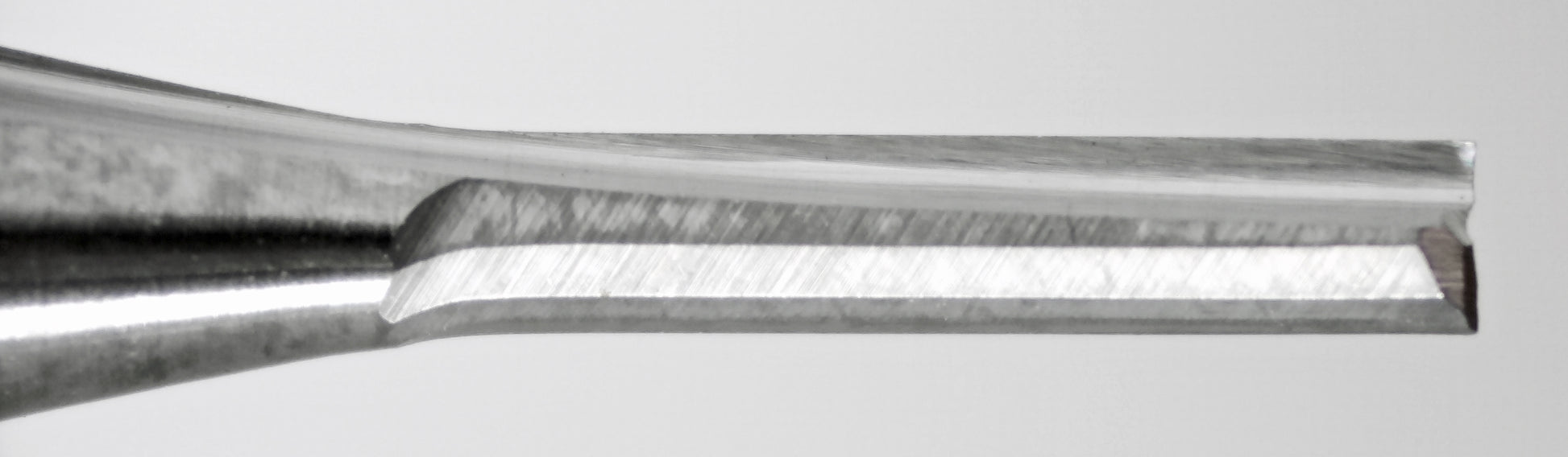 closeup 0.0591 inch 1.50mm straight-flute carbide end mill with 1/8 inch shank