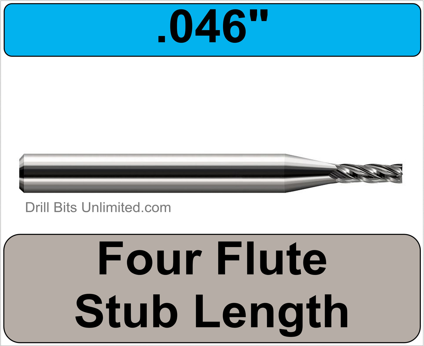 .046 Four Flute End Mill, Stub Length