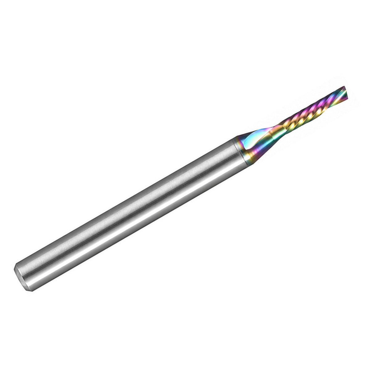 0.0591" (1.5mm) x 8mm LOC Rainbow DLC Single O-Flute Carbide End Mill, Down Cut, 1/8" Shank | MO-134