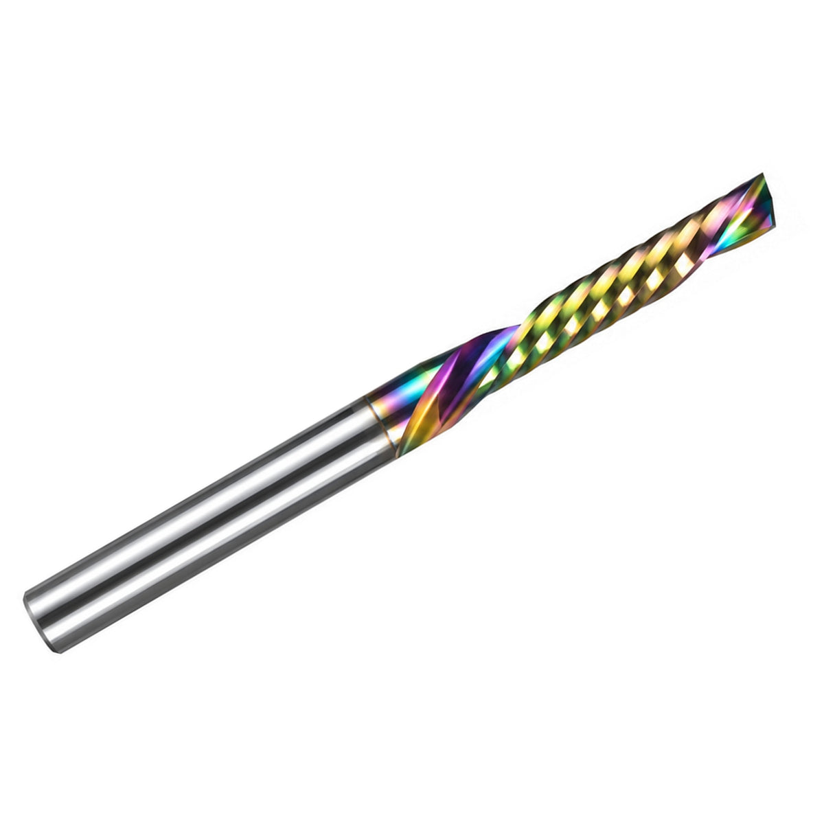 0.0984" (2.5mm) x 15mm LOC Rainbow DLC Single O-Flute Carbide End Mill, Down Cut, 1/8" Shank | MO-176