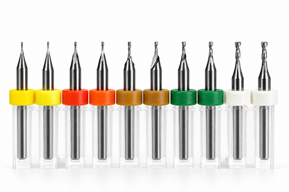 10-Piece Used Micro Carbide End Mill Set – .020"–.050", 2-Flute Square, 1/8" Shank – MV3
