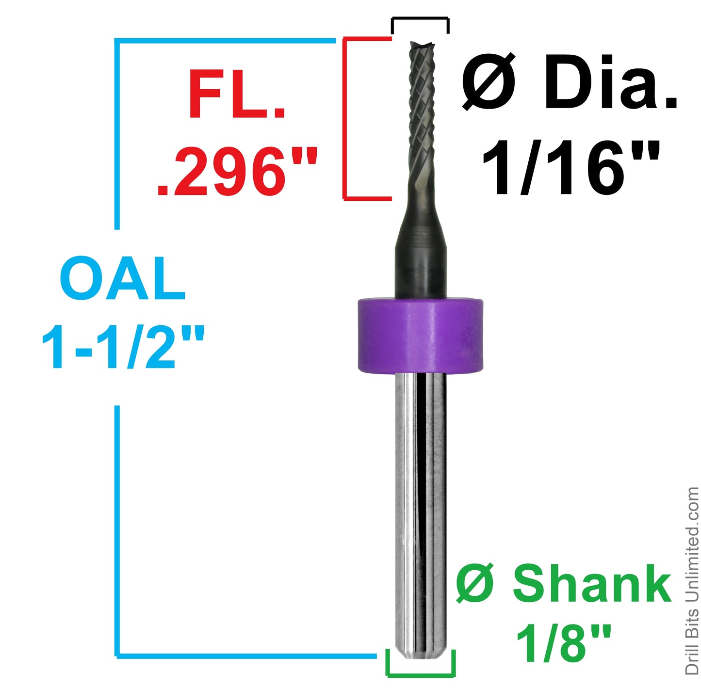1/16" PCD Diamond Coated Carbide Router Bit – Fish Tail – Carbon Fiber & Composites