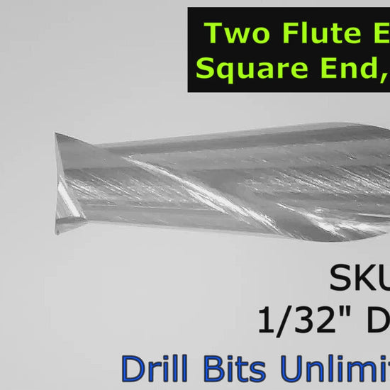 .0315" 1/32" x .197" LOC Two Flute UP Cut Carbide End Mill Square End - Made in U.S.A. M108 Video Showing Detail