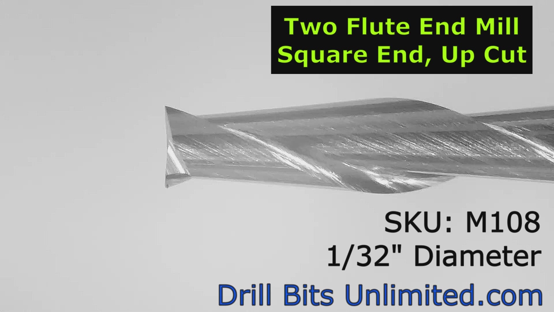 .0315" 1/32" x .197" LOC Two Flute UP Cut Carbide End Mill Square End - Made in U.S.A. M108 Video Showing Detail