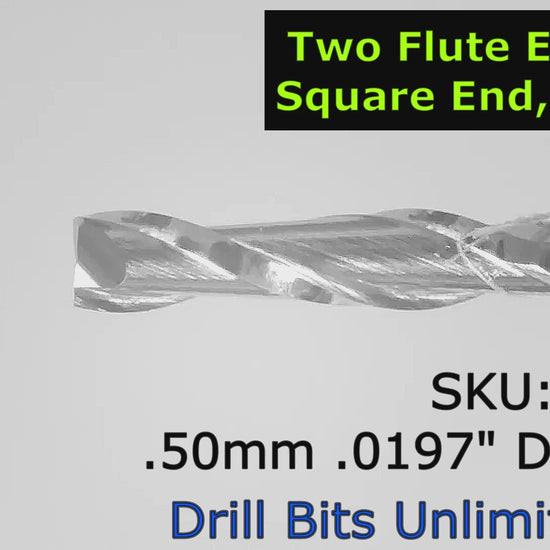 0.50mm x .079" LOC Two Flute Carbide End Mill Up Cut Square End Made in U.S.A. M105A Video Showing Flute Detail