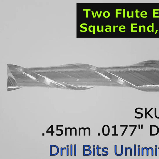 .018" .45mm Two Flute Carbide End Mill Up Cut .079" LOC -Made in U.S.A. M104 Video Showing Flute Detail