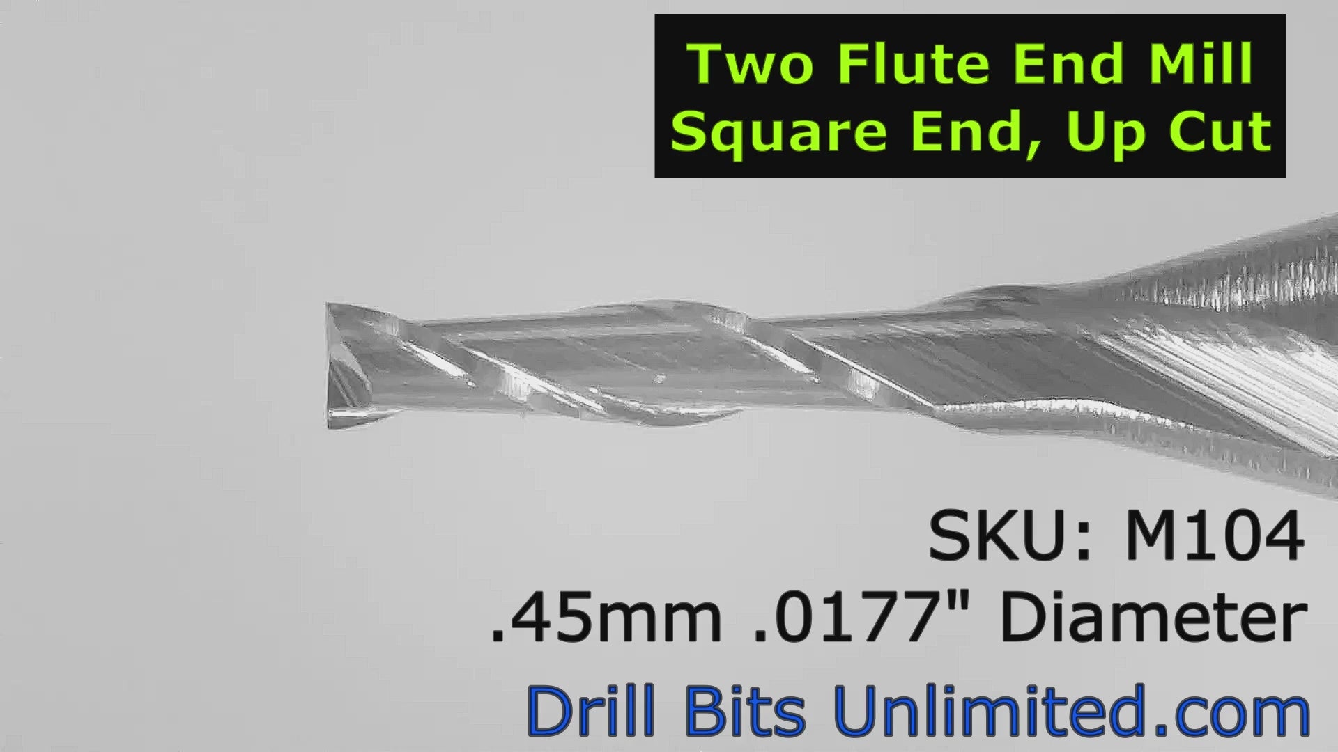 .018" .45mm Two Flute Carbide End Mill Up Cut .079" LOC -Made in U.S.A. M104 Video Showing Flute Detail