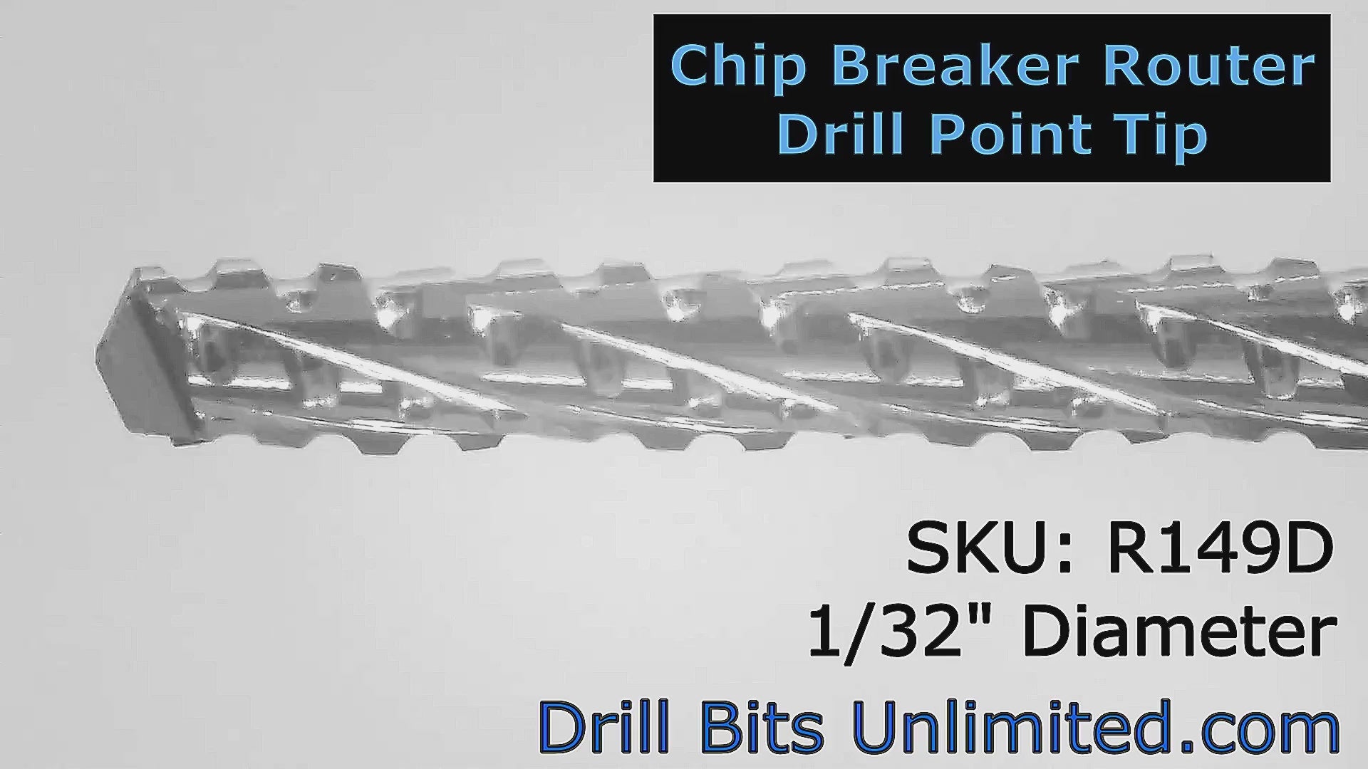 1/32" .0315" x .197" LOC Chip Breaker Carbide Router - Drill Point Tip R149D Video Showing Flute Detail