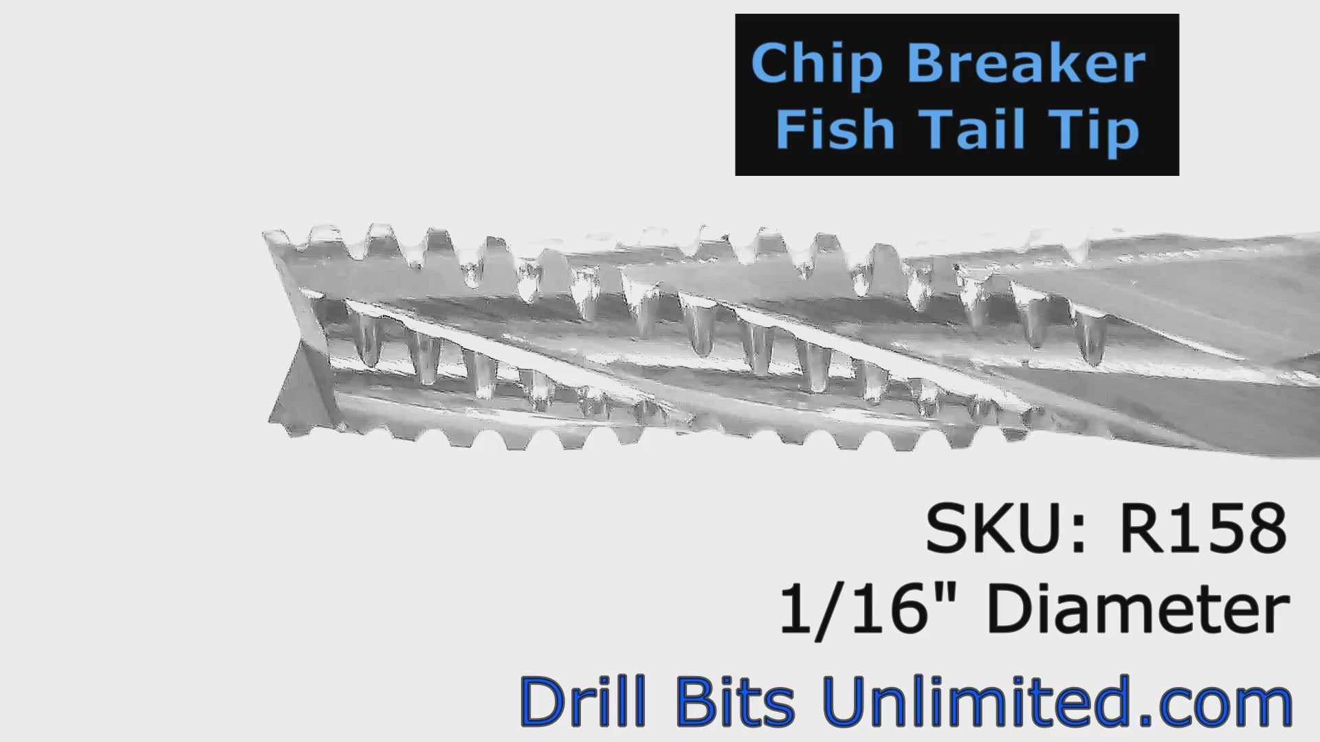 .0625" 1/16" x .200" LOC Chip Breaker Carbide  Router - Fishtail Tip R158 Video Showing Flute Detail