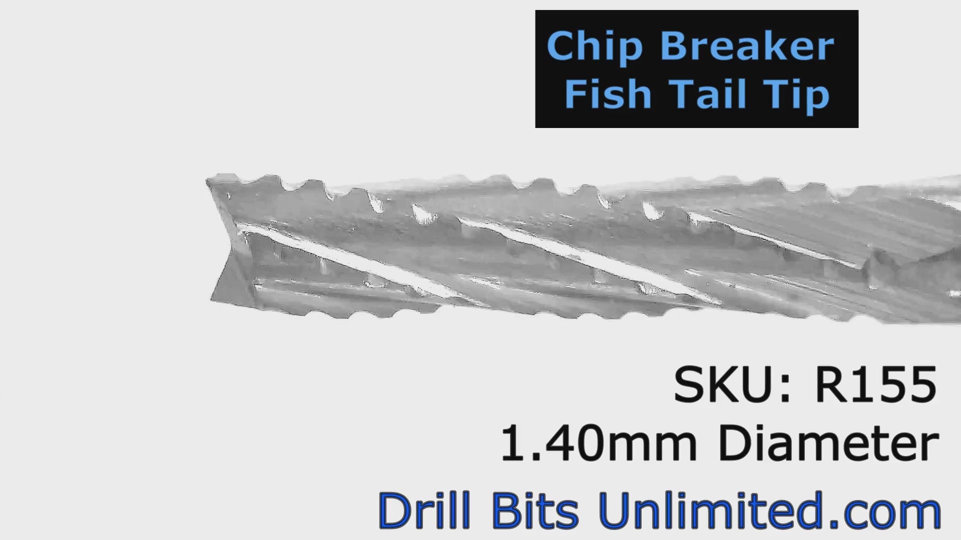 1.40mm .055" x .275" LOC Chip Breaker Carbide Router - Fishtail Tip R155 Video Showing Flute Detail