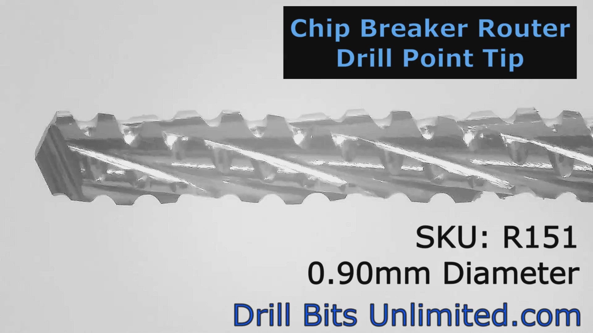 .035 0.9mm x .256" LOC Chip Breaker Carbide Router - Drill Point Tip R151 Video Showing Flute Detail