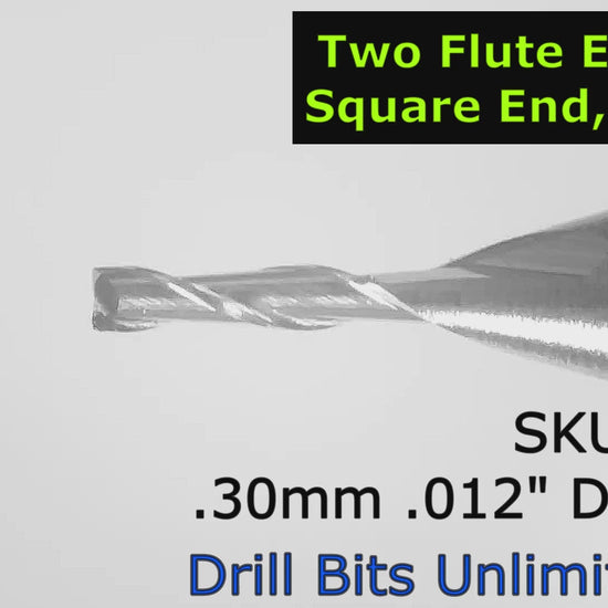 .012" (.0118") 0.30mm x .045" LOC Two Flute UP Cut Carbide End Mill With Square End - Made in U.S.A. M102 CVideo Showing Flute Detail