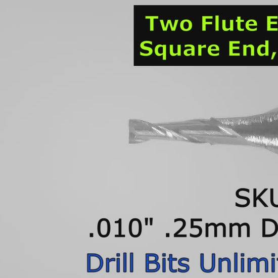 .010" .25mm x .030" LOC Two Flute Carbide End Mill UP Cut Square End - Made in U.S.A. M220 Video Showing Detail