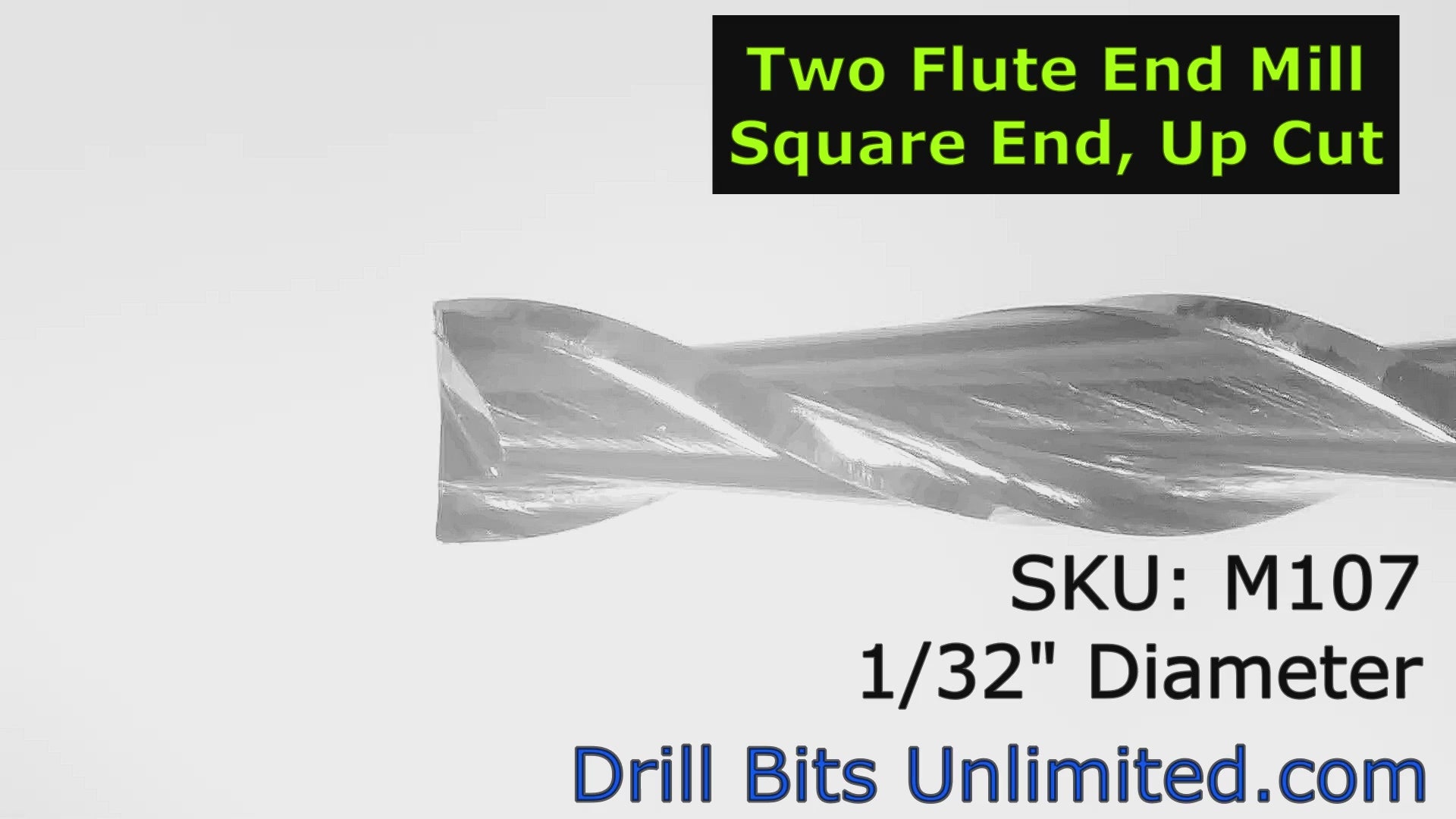 .0315" (1/32") x .157" LOC Two Flute Carbide End Mill - Up Cut Square End | Made in U.S.A. | M107 Video Showing Flute Detail